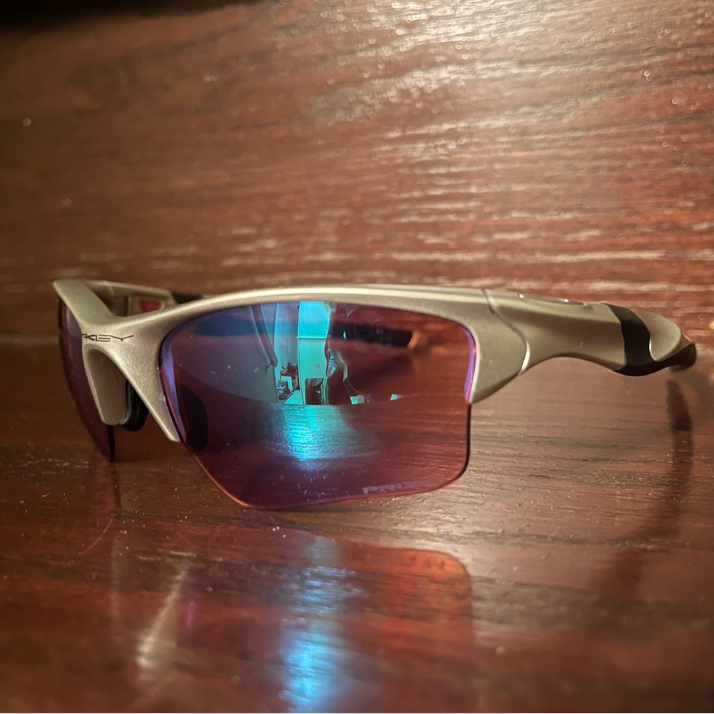 Oakley Sunglasses with Purple and Silver Frame (golf lens)
